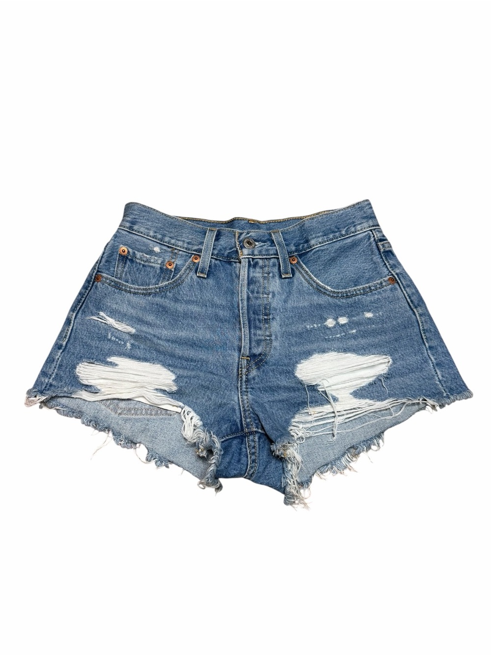 Levi's 501 Original High Rise Distressed Cutoff Denim Shorts | Size 24